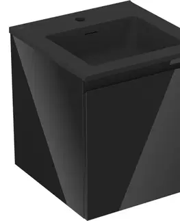 Kúpeľňový nábytok MEXEN/S - Orio kúpeľňová skrinka 45 cm s umývadlom Otis, 1 šuplík, čierna lesk/čierna mat 91A10-04547-1-BF70-W18M71