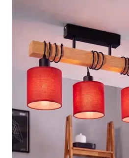 Svietidlá BRILAGI - Prisadený luster NUBILA 3xE27/60W/230V borovica/červená 1xEG44074+3xBG1578