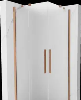 Sprchovacie kúty MEXEN/S - Velar Duo sprchovací kút, posuvné dvere 90 x 90, dekor, meď kartáčovaná 871-090-090-32-65