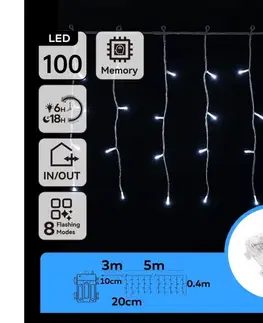 LED osvetlenie  B.V.  - LED Vonkajšia vianočná reťaz 100xLED/8 funkcií 8x0,4m IP44 studená biela B10303K3Q