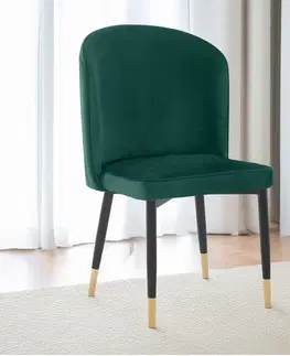 Jedálenské stoličky KONDELA Udaja jedálenská stolička zelená (Velvet) / čierna / zlatá