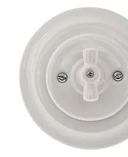 Predlžovacie káble Reblig - Retro porcelánový otočný vypínač s rámčekom č. 1 biely RG110A1-W