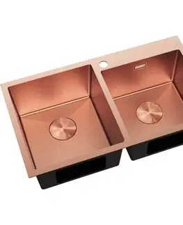 Kuchynské drezy MEXEN MEXEN - Xorin oceľový drez 2-bowl 780 x 450 mm, meď HC 6441782000-65HC