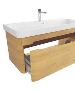 Kúpeľňový nábytok Kúpeľňová skrinka s umývadlom SAT Fusion 97,5x43x45 cm dub medový mat SATFUSION100DMMWBA SATFUSION100DMMWBA