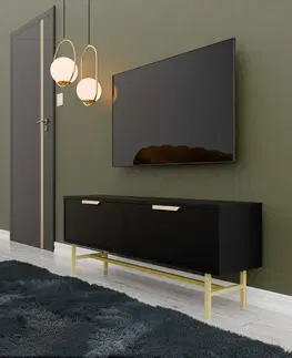 TV stolíky SLOTS TV stolík na nožičkách, čierna/zlatá