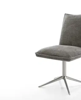 Jedálenské stoličky DELIFE Jedálenská stolička Lelio-Flex bouclé mäkký tmavobéžová podstava nerezová oceľ 360° otočný hojdacia funkcia vrecková pružina