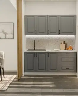 Modulový kuchynský nábytok Kuchynská linka Stilo Dustgrey/Biely 180cm bez pracovnej dosky