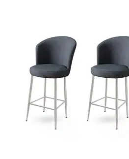 Barové stoličky Bar Stool Set (2 Pieces) Fora - Anthracite, Chrome