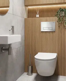 Záchody REA - Podomietkový WC systém K011A-Q + tlačidla I Brush Satin KPL-E0635