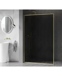 Sprchové dvere MEXEN/S - Kioto-F Sprchová zástena WALK-IN s rámom 110 x 202, grafit 8 mm, zlato kefovaná 800-110-104-55-40