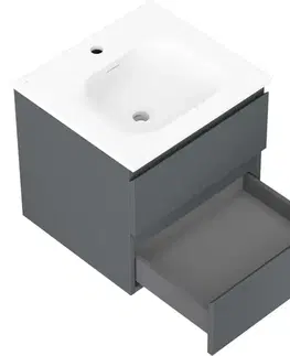 Kúpeľňový nábytok MEXEN/S - Orio kúpeľňová skrinka 50 cm s umývadlom Vela, 2 zásuvky, grafit mat/biela mat 91A10-05047-2-BFF66-W23M01