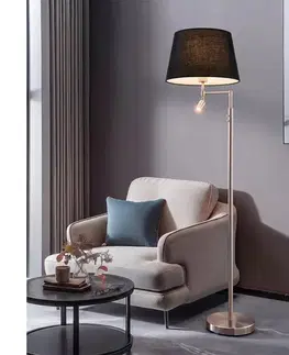 Lampy BRILAGI - LED Stojacia lampa CERIA 1xE27/60W/230V + LED/2,1W matný chróm/čierna EG32514+EG781038