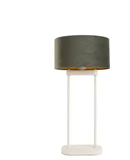 Stolné lampy Stolná lampa béžová so zeleným oválnym tienidlom a zlatým interiérom 35 cm - Thijmen