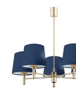 Svietidlá Argon 2086 - Luster na tyči PONTE 5xE27/15W/230V mosadz/modrá 2086