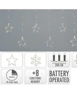 Vianočné osvetlenie Kinekus Svetlo vianočné hviezdy/vločky 100/112 LED teplé biele s funkciami, batérie, s časovačom