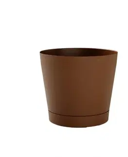 Kvetináče a truhlíky Kinekus Kvetináč s miskou plastový priemer 190 mm ORIONE karamel výška 180 mm