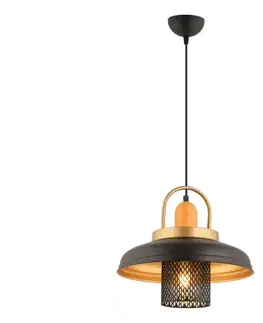 Svietidlá  Závesný luster na lanku MONZA 1xE27/40W/230V pr. 32 cm čierna/zlatá 518LMS1130