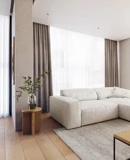 Rohové sedacie súpravy DELIFE Rohová pohovka Sirpio XL 270x170 cm bouclé bielo-krémová variabilné ležadlo