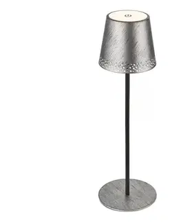 Lampy Brilo - KIKI nabíjateľná dotyková stolná LED lampa LED/2,6W/5V IP44 2600 mAh strieborná 7438-214