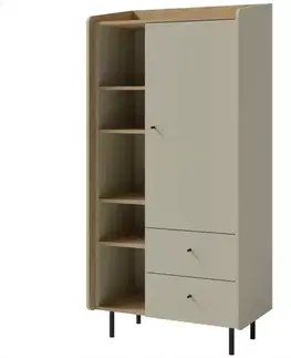 Vitríny a regály do obývačky Vitrína Alessio AE5 2S1D Eukalyptus V/Dub Baltic