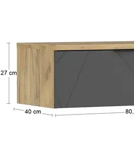 TV stolíky NABBI Viliam TV-1DRWS tv stolík na stenu dub craft zlatý / sivá