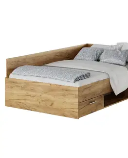 Postele KONDELA Boat 120 posteľový rám s úložným priestorom dub artisan