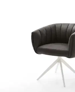 Jedálenské stoličky DELIFE Jedálenská stolička Jada-Flex mikrovlákno antracitová vintage krížová podstava široká biela 360° otočná hojdacia funkcia vrecková pružina