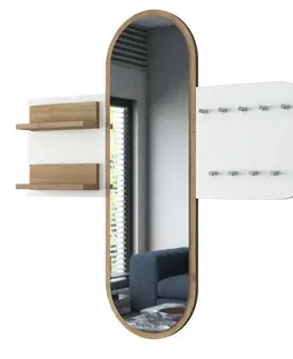 Nemý sluha Nástenný vešiak so zrkadlom Pomi White and Walnut