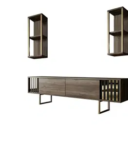 Konferenčné stolíky Televízny stolík s policami Linie Walnut and Gold