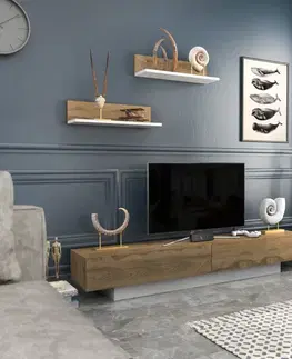 Obývacie steny TV skrinka / Obývacia stena Lusi - White, Oud Oak