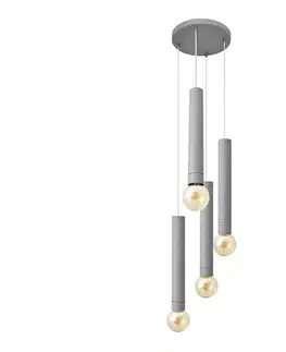 Svietidlá  Luster na lanku TUBA 4xE27/15W/230V šedá W-KD 1117/4 GR