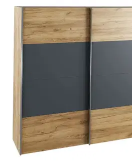 Šatníkové skrine KONDELA Gabriela New šatníková skriňa s posuvnými dverami dub artisan / grafit