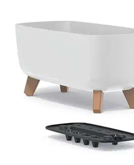 Kvetináče a truhlíky NABBI DGCL400 plastový kvetináč na nožičkách 39 cm biela