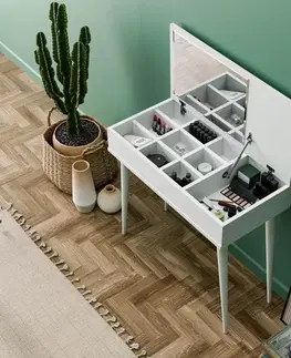 Kozmetický stolík RALPH vyklápací toaletný stolík, biela