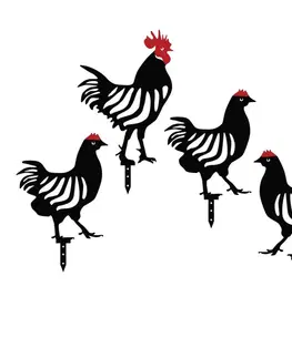 Bytové doplnky a dekorácie Súprava dekoratívnych kovových doplnkov do záhrady Chicken Family 4