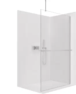Držadlá k vani CERANO - Sprchová zástěna Walk-in Onyx Top Round L/P - 8 mm - kulatá vzpěra + polička/držák na ručníky - chrom, transparentní sklo - 90x200  CER-8050BD1744
