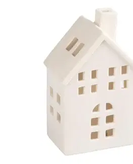 Svietidlá  - Porcelánový domček na sviečku 14,5 cm biela 50004965