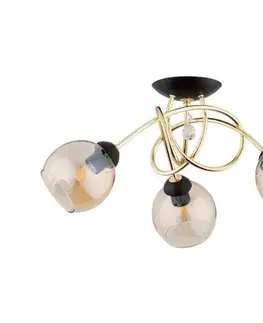 Svietidlá  Prisadený luster MODENA 3xE27/60W/230V zlatá/čierna/béžová 62295