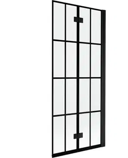 Sprchové dvere MEXEN - MIST vaňová zástena 80x150 cm 6mm 2-s, čierna, dekor, pravá 8A9-080-002-70-77-P