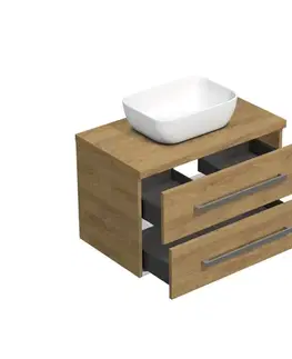 Kúpeľňový nábytok Kúpeľňová skrinka s krycou doskou SAT Cube Way 80x47, 5x46 cm dub Hickory CUBE46803DH45 CUBE46803DH45