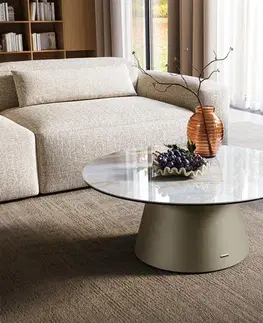 Konferenčné stolíky DELIFE Konferenčný stolík Edge okrúhly 90×90 cm keramika onyx perla Borna titánová farba