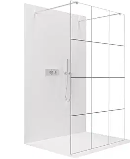 Sprchové dvere CERANO - Sprchová zástena Walk-in Onyx Duo Ľ/P - 8 mm - hranatá vzpera - chróm, industriálne sklo - 90x200 CER-8050BD1821