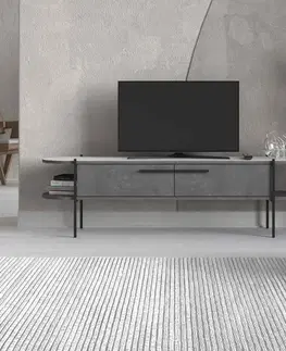 TV stolíky Industriálny televízny stolík WHISPER, retro sivá/biela