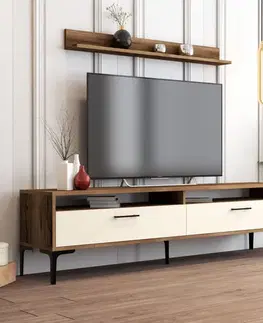 Obývacie steny TV skrinka / Obývacia stena Istanbul - Walnut, Cream