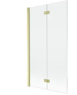 Sprchové dvere MEXEN - MIST vaňová zástena 100x150 cm 6mm 2-s, zlatá kartáčovaná, číra, ľavá 8A9-100-002-55-00-L