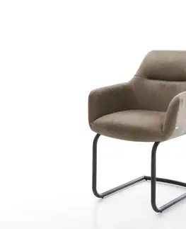 Jedálenské stoličky DELIFE Jedálenská stolička Pejo-Flex mikrovlákno taupe vintage jedálenská stolička okrúhla čierna vrecková pružina