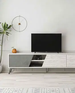 TV stolíky TV stolík DINO, antická biela / retro šedá