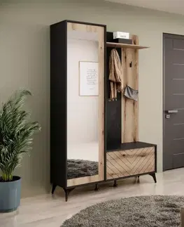 Podkrovný nábytok Predsieňový nábytok Diamond dub evoke/čierna