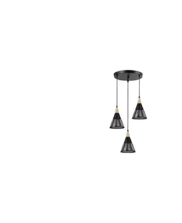 Svietidlá  Luster na lanku HIRA 3xE27/60W/230V pr. 40 cm čierna ZS HIRA TRIPLE ROUND BLACK