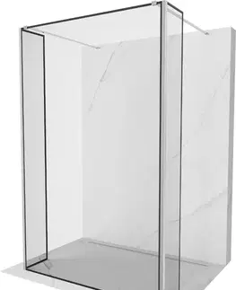 Sprchové dvere MEXEN/S - Kioto Sprchová zástena WALK-IN voľne stojaca 90 x 30 x 30, čierny vzor, chróm 800-090-030-222-01-70-030